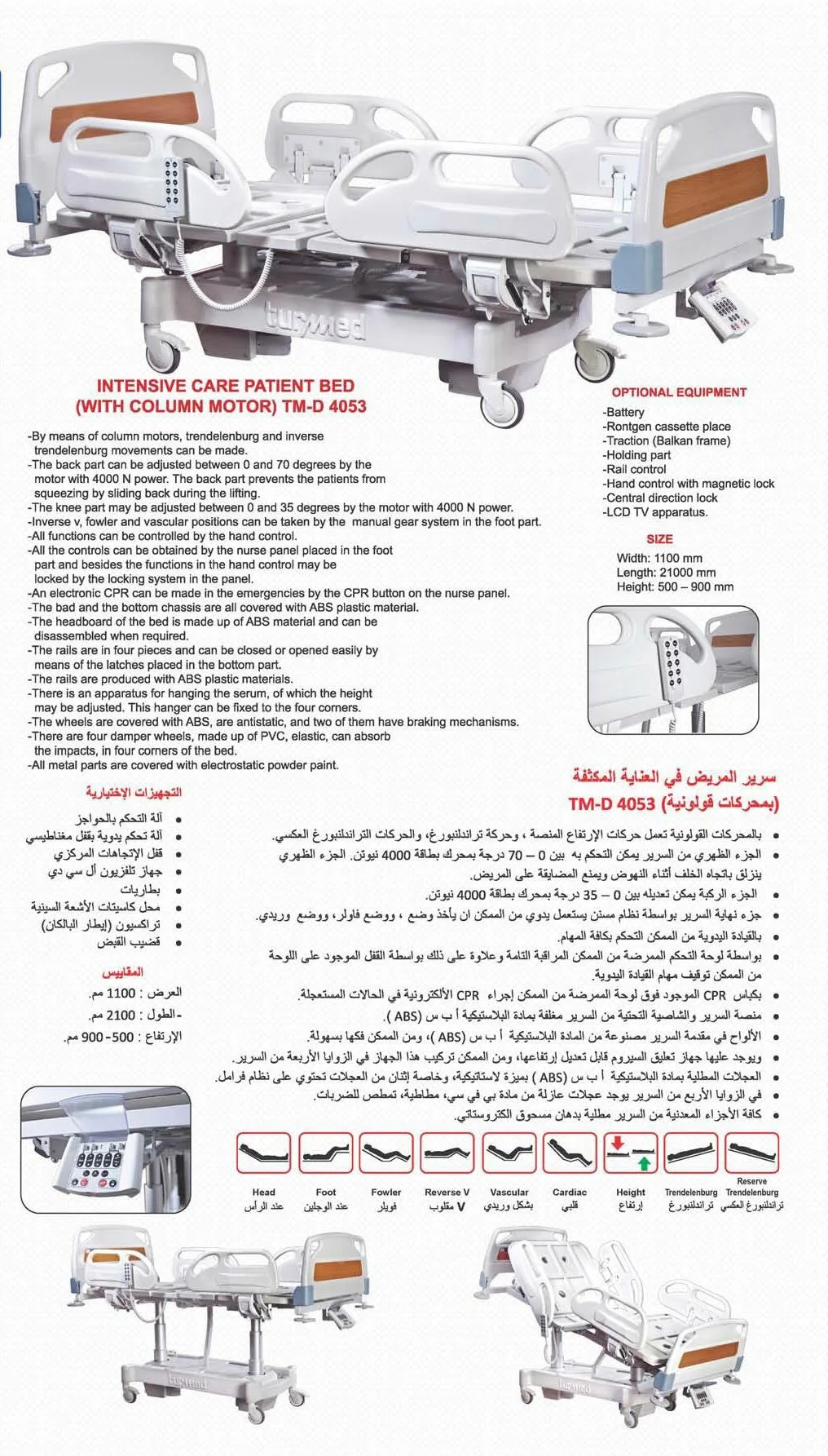 Motorized Adjustable ICU & Hospital Patient Bed Model 3 — Hospital Equipment, Clinical Furniture & Medical Supplies | COIDET & ATC