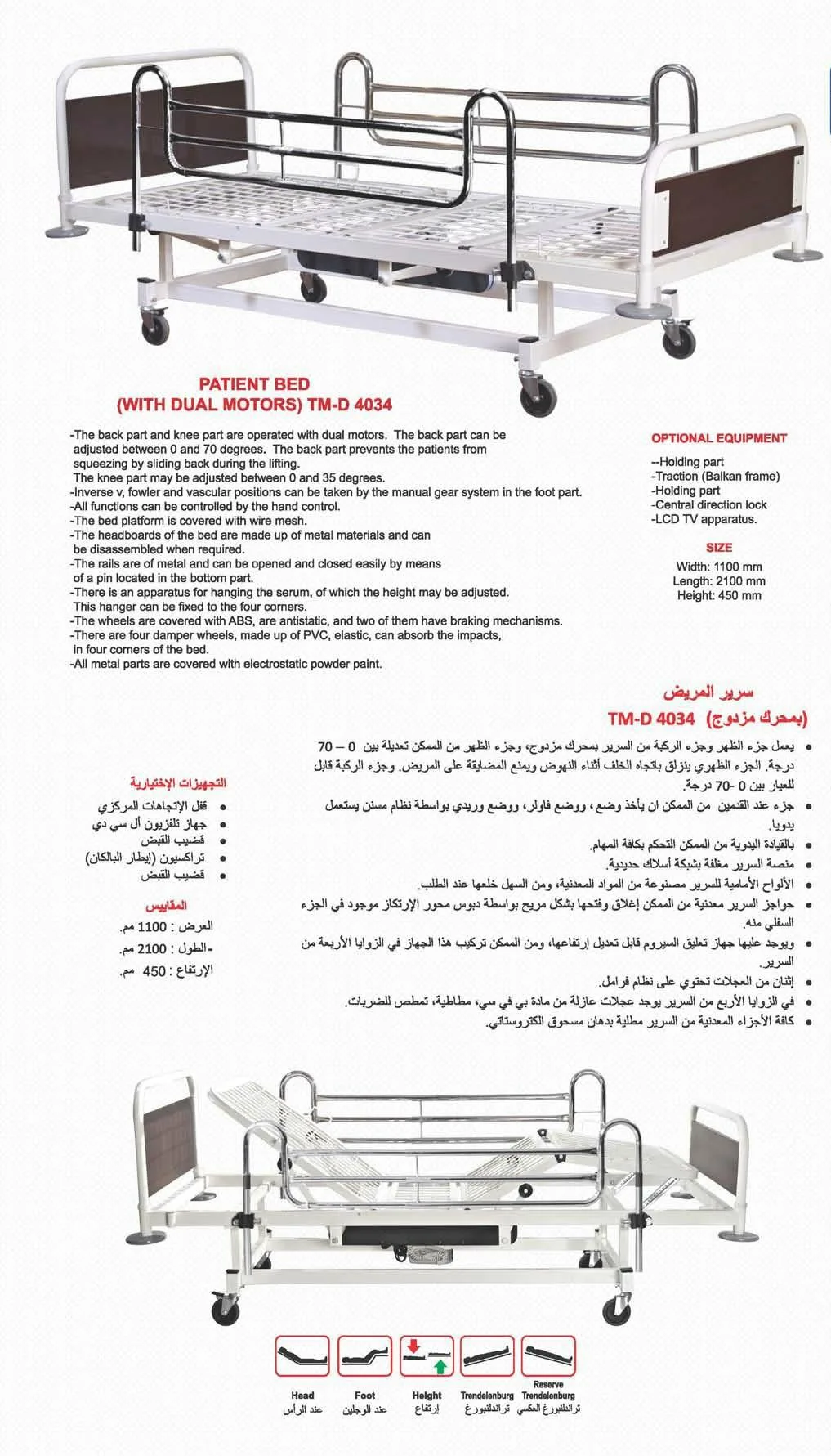 Motorized Adjustable ICU & Hospital Patient Bed Model 6 — Hospital Equipment, Clinical Furniture & Medical Supplies | COIDET & ATC