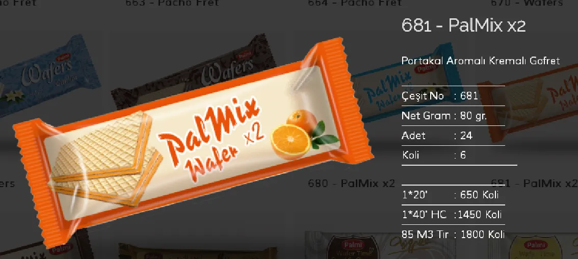 Palmiye Chocolate Coated Biscuits & Wafers Model 80 — Food, Pulses & Fast-Moving Consumer Goods | COIDET & ATC