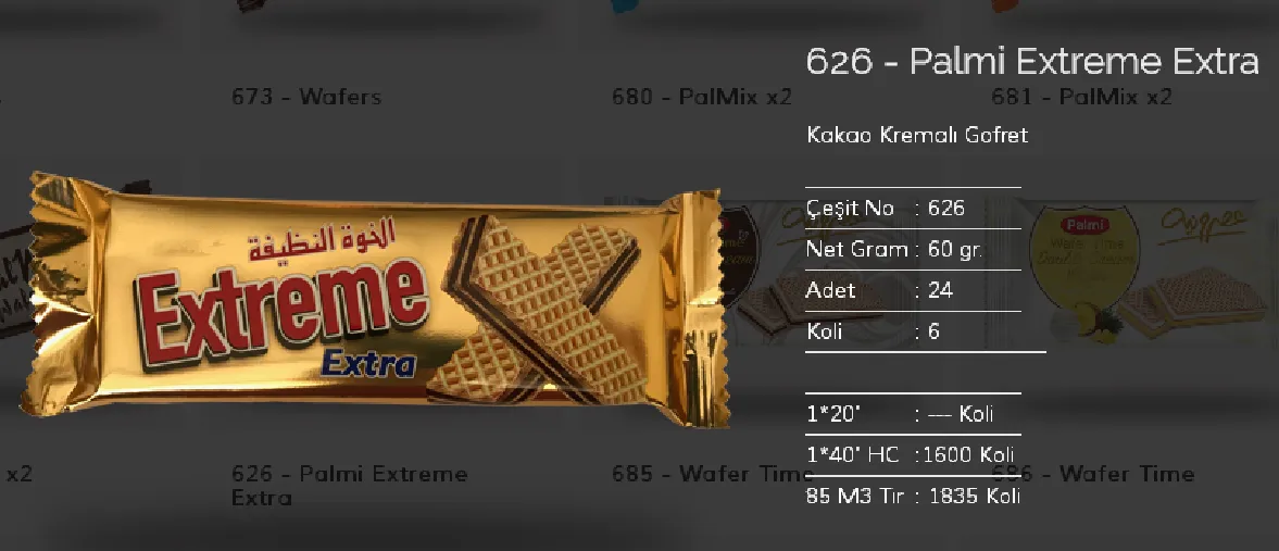 Palmiye Chocolate Coated Biscuits & Wafers Model 91 — Food, Pulses & Fast-Moving Consumer Goods | COIDET & ATC