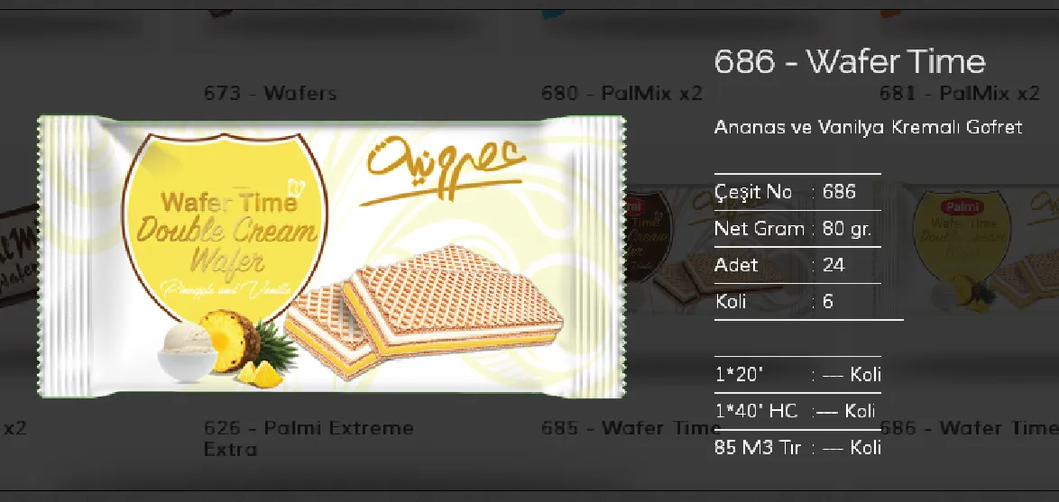 Palmiye Chocolate Coated Biscuits & Wafers Model 107 — Food, Pulses & Fast-Moving Consumer Goods | COIDET & ATC