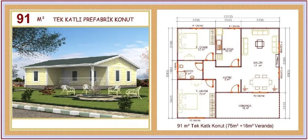 91m² Single-Storey Modular Prefabricated Residential Villa — Prefabricated Houses, Modular Homes & Site Buildings | COIDET & ATC