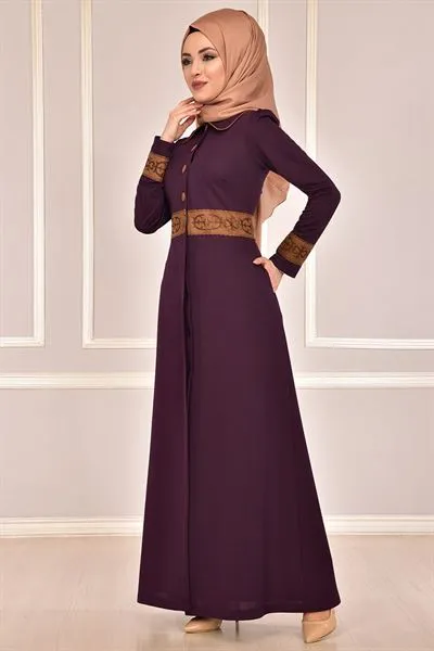 Peter Pan Collar Abaya Plum — Export Series 5 — Women's Fashion, Evening Gowns, Modest Wear & Hajj Clothing | COIDET & ATC