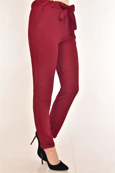 Elastic Waist with Pockets Trousers Burgundy — Export Series 1 — Women's Fashion, Evening Gowns, Modest Wear & Hajj Clothing | COIDET & ATC