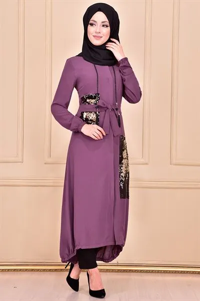 Full-Length Buttoned Modest Long Coat Purple Ayd6013 — Export Series 6 — Women's Fashion, Evening Gowns, Modest Wear & Hajj Clothing | COIDET & ATC
