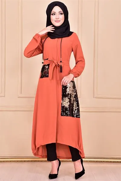 Full-Length Buttoned Modest Long Coat Orange Ayd6013 — Export Series 8 — Women's Fashion, Evening Gowns, Modest Wear & Hajj Clothing | COIDET & ATC