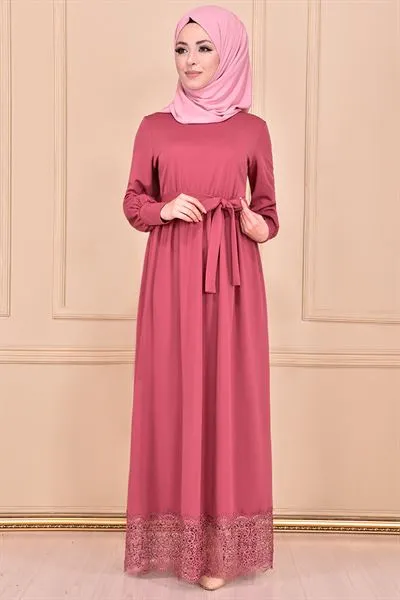 Etegi Lace with Belt Sash Dress Dusty Rose M — Export Series 77 — Women's Fashion, Evening Gowns, Modest Wear & Hajj Clothing | COIDET & ATC