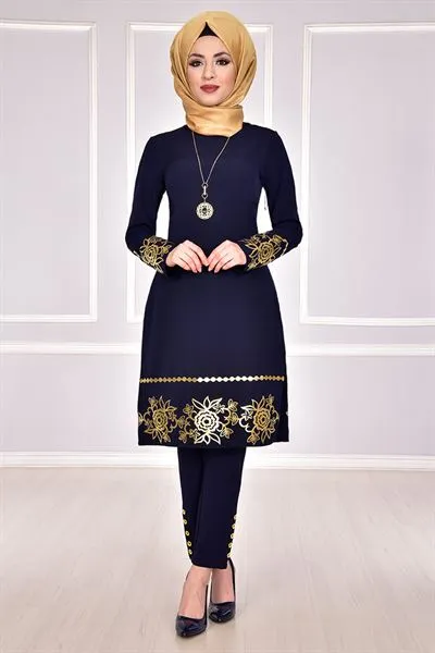 Gold Print Pattern Trousers Tunic Ikili Ko — Export Series 6 — Women's Fashion, Evening Gowns, Modest Wear & Hajj Clothing | COIDET & ATC