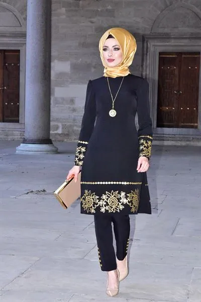 Gold Print Pattern Trousers Tunic Ikili Ko — Export Series 12 — Women's Fashion, Evening Gowns, Modest Wear & Hajj Clothing | COIDET & ATC