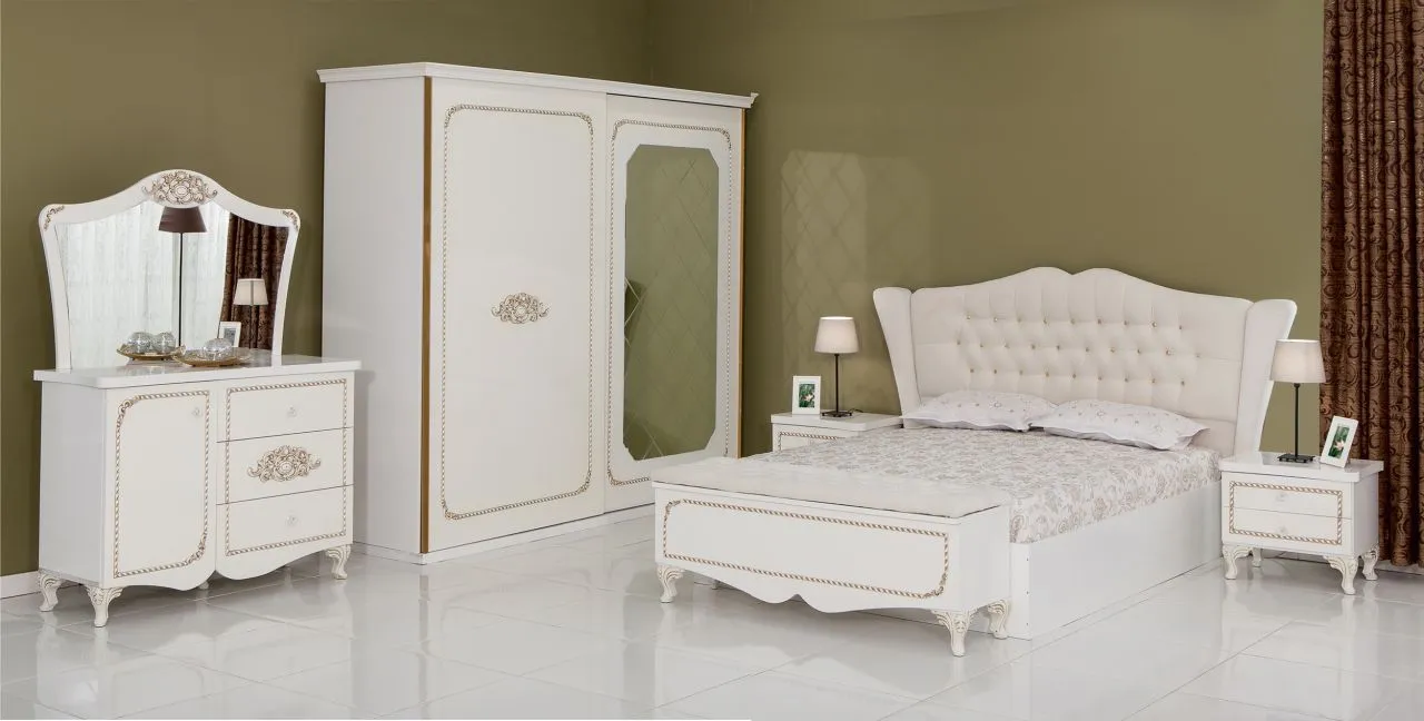 Golden Luxury Wooden Bedroom Set & Wardrobe — Furniture, Bedroom Suites, Sofa Sets & Carpets | COIDET & ATC