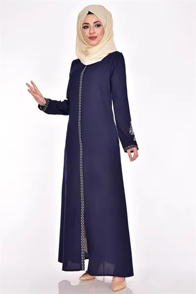Cross-Stitch Embroidered Abaya Navy Blue — Export Series 2 — Women's Fashion, Evening Gowns, Modest Wear & Hajj Clothing | COIDET & ATC