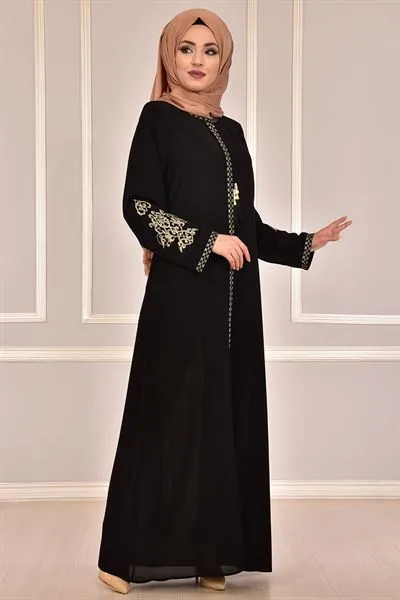 Cross-Stitch Embroidered Abaya Black — Export Series 10 — Women's Fashion, Evening Gowns, Modest Wear & Hajj Clothing | COIDET & ATC