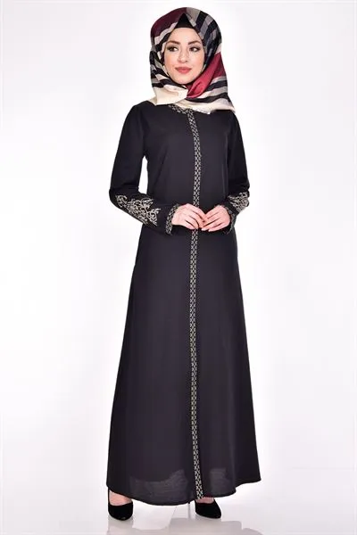 Cross-Stitch Embroidered Abaya Black — Export Series 13 — Women's Fashion, Evening Gowns, Modest Wear & Hajj Clothing | COIDET & ATC