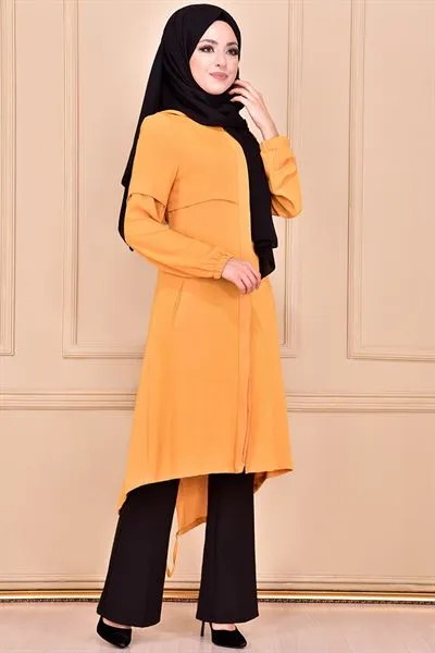 Hooded with Pockets Tunic Mustard Yellow Ayd6099 — Export Series 10 — Women's Fashion, Evening Gowns, Modest Wear & Hajj Clothing | COIDET & ATC