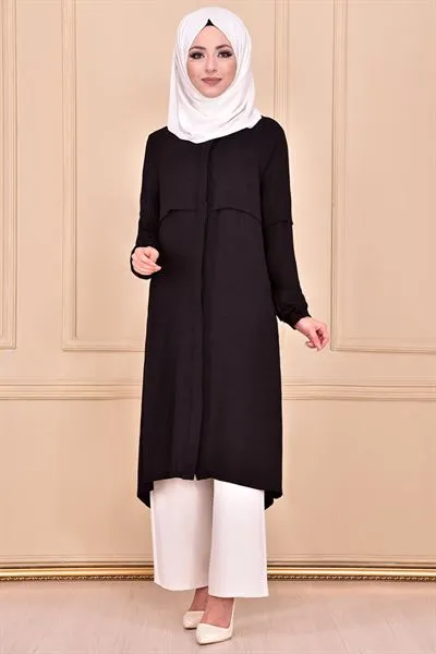 Hooded with Pockets Tunic Black Ayd6099 — Export Series 1 — Women's Fashion, Evening Gowns, Modest Wear & Hajj Clothing | COIDET & ATC