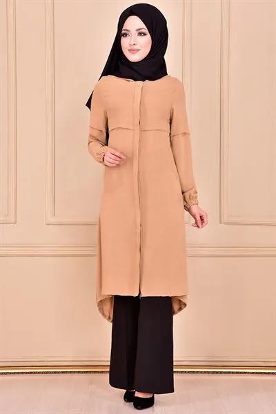 Hooded with Pockets Tunic Mink Taupe Ayd6099 — Export Series 3 — Women's Fashion, Evening Gowns, Modest Wear & Hajj Clothing | COIDET & ATC