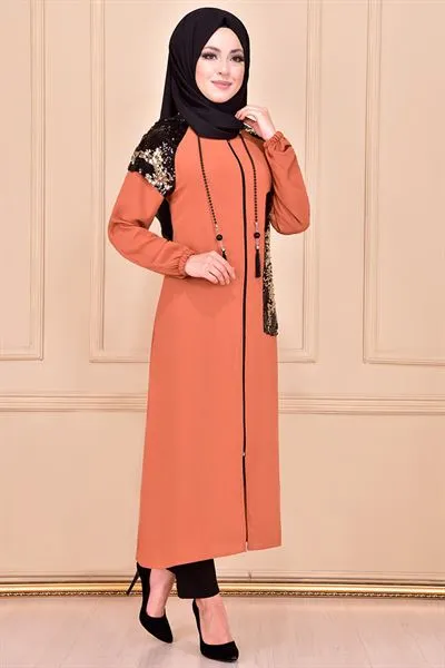 Hooded Modest Long Coat Orange Ayd6022 — Export Series 3 — Women's Fashion, Evening Gowns, Modest Wear & Hajj Clothing | COIDET & ATC