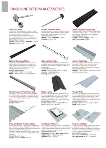 Onduline Waterproof Roofing Sheets & Accessories Model 63 — Construction Materials, Steel Security Doors & Building Profiles | COIDET & ATC