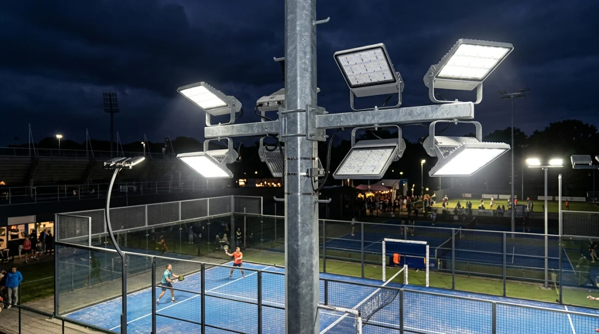 8 x 200W LED Floodlights & Lighting Masts — Turnkey Padel Tennis Court Systems | COIDET & ATC