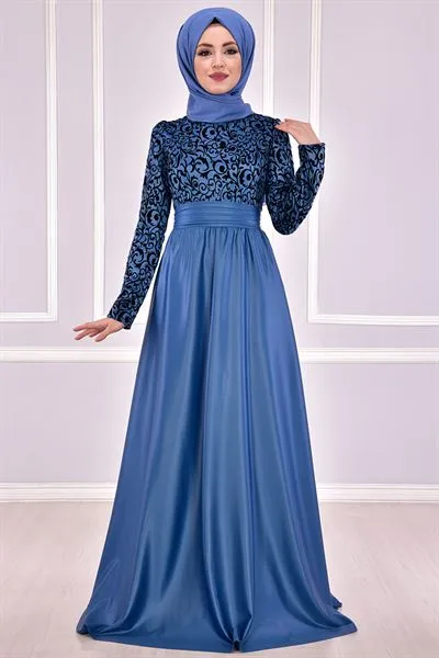 Princess Evening Gown Petrol Blue — Export Series 53 — Women's Fashion, Evening Gowns, Modest Wear & Hajj Clothing | COIDET & ATC