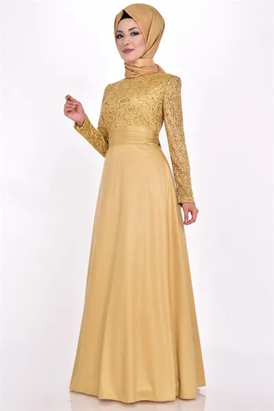 Sequin Embellished Evening Dress Gold Asm2124 — Export Series 52 — Women's Fashion, Evening Gowns, Modest Wear & Hajj Clothing | COIDET & ATC
