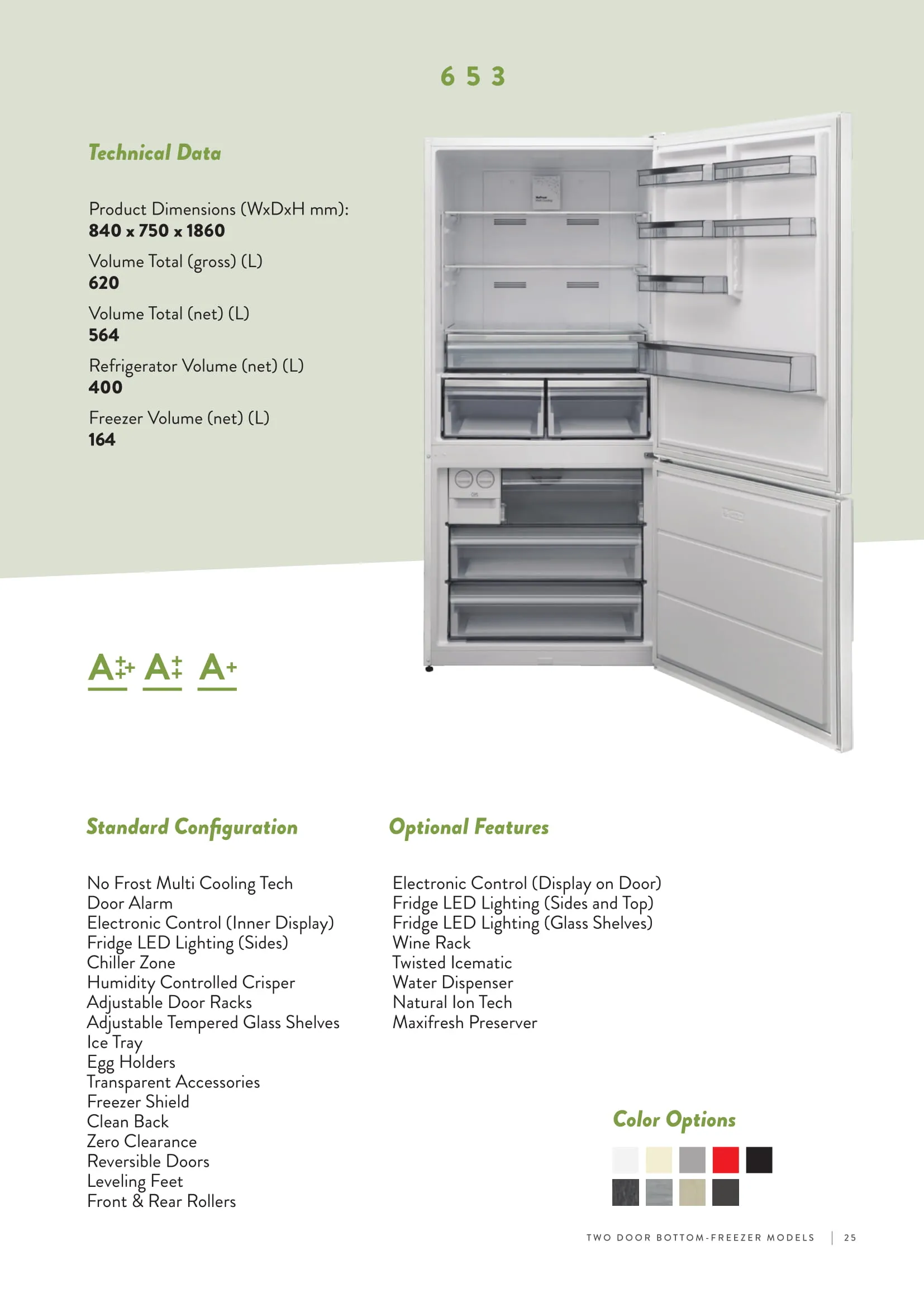 No-Frost Double Door Export Refrigerator (Tropical Climate) Model 186 — Major Appliances, Refrigeration & Consumer Electronics | COIDET & ATC