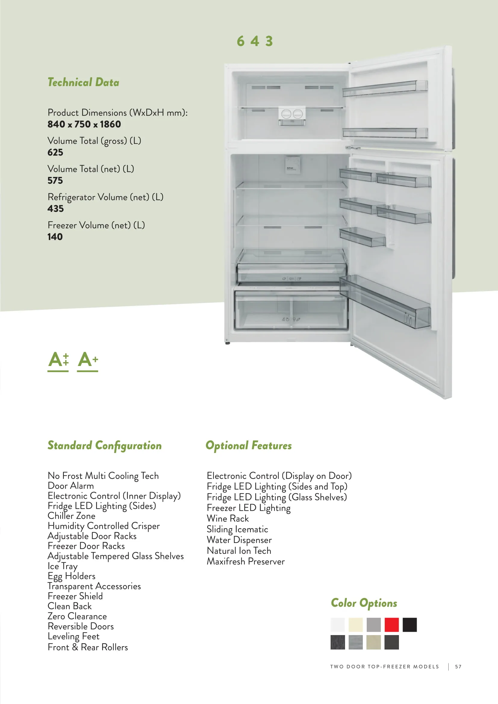 No-Frost Double Door Export Refrigerator (Tropical Climate) Model 116 — Major Appliances, Refrigeration & Consumer Electronics | COIDET & ATC