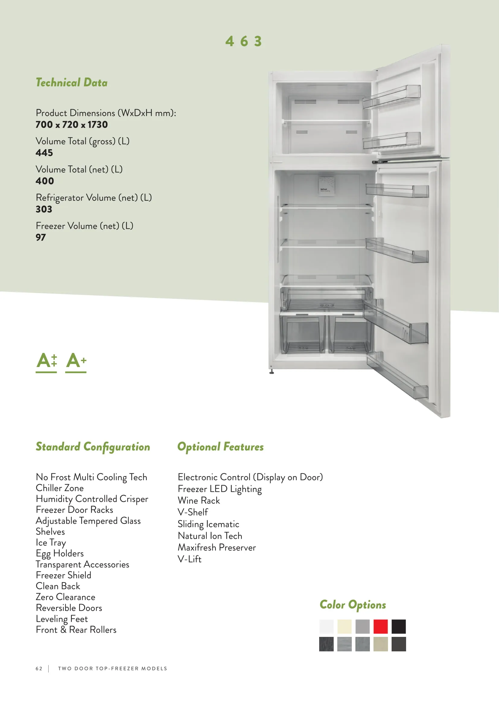 No-Frost Double Door Export Refrigerator (Tropical Climate) Model 56 — Major Appliances, Refrigeration & Consumer Electronics | COIDET & ATC