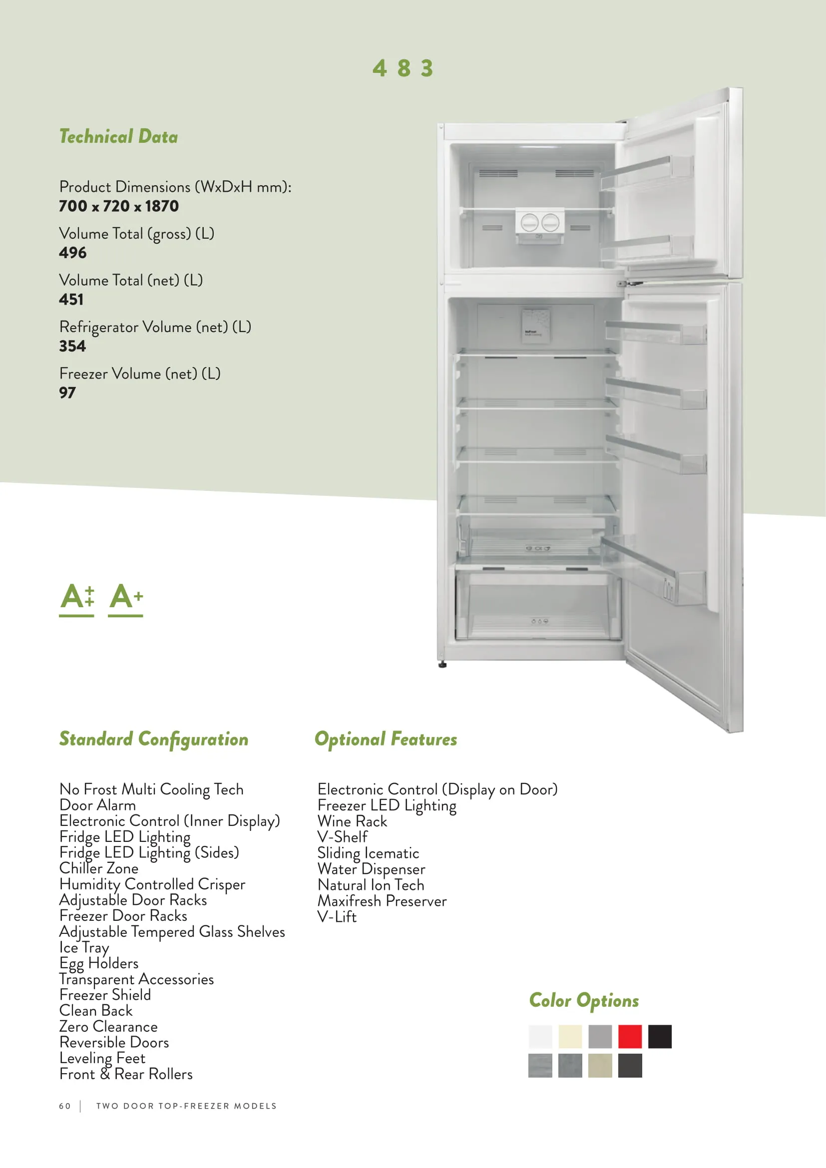No-Frost Double Door Export Refrigerator (Tropical Climate) Model 39 — Major Appliances, Refrigeration & Consumer Electronics | COIDET & ATC
