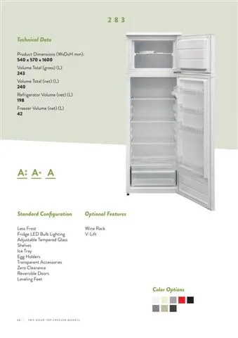 No-Frost Double Door Export Refrigerator (Tropical Climate) Model 54 — Major Appliances, Refrigeration & Consumer Electronics | COIDET & ATC