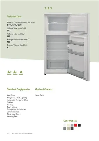 No-Frost Double Door Export Refrigerator (Tropical Climate) Model 183 — Major Appliances, Refrigeration & Consumer Electronics | COIDET & ATC