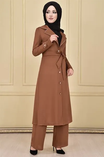 Pointed Collar Buttoned Ensemble Set Black Asm2190 — Export Series 3 — Women's Fashion, Evening Gowns, Modest Wear & Hajj Clothing | COIDET & ATC