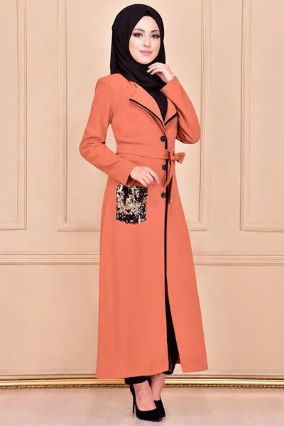 Pointed Collar Modest Long Coat Tan Camel Ayd6064 B — Export Series 12 — Women's Fashion, Evening Gowns, Modest Wear & Hajj Clothing | COIDET & ATC