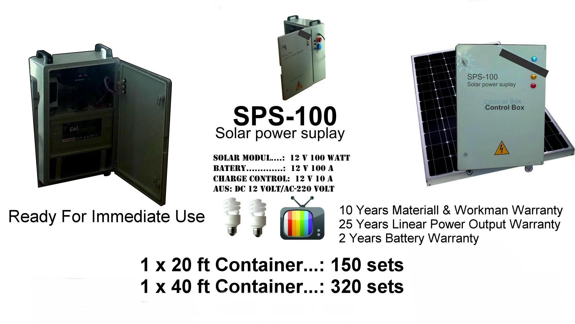 SPS-100 Standalone Solar Power Generator & Lighting Kit Model 2 — Solar Energy Systems, SPS Power Packs & Lighting | COIDET & ATC