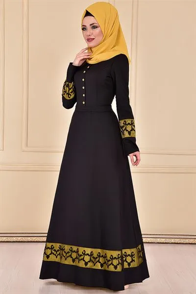 Sus Buttoned Evening Dress Black Asm2088 — Export Series 43 — Women's Fashion, Evening Gowns, Modest Wear & Hajj Clothing | COIDET & ATC