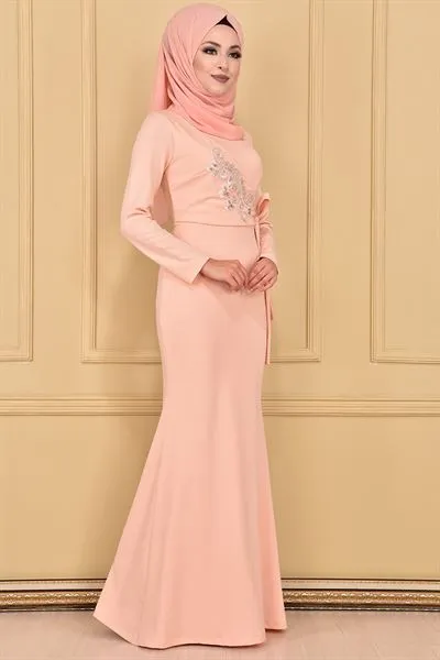 Rhinestone Embellished Mermaid Cut Dress Powder Pink — Export Series 66 — Women's Fashion, Evening Gowns, Modest Wear & Hajj Clothing | COIDET & ATC