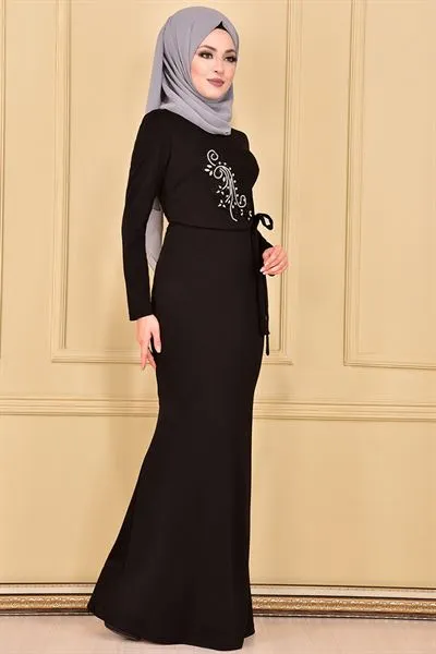 Rhinestone Embellished Mermaid Cut Dress Black — Export Series 8 — Women's Fashion, Evening Gowns, Modest Wear & Hajj Clothing | COIDET & ATC