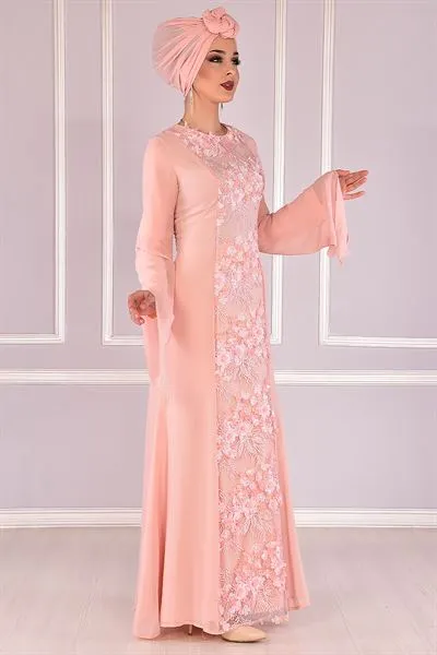 3D Floral Applique Mermaid Evening Gown Pudr — Export Series 15 — Women's Fashion, Evening Gowns, Modest Wear & Hajj Clothing | COIDET & ATC
