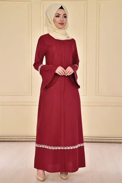 Flounce Sleeve Abaya Burgundy — Export Series 1 — Women's Fashion, Evening Gowns, Modest Wear & Hajj Clothing | COIDET & ATC