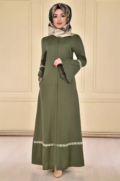 Flounce Sleeve Abaya Khaki Green — Export Series 9 — Women's Fashion, Evening Gowns, Modest Wear & Hajj Clothing | COIDET & ATC