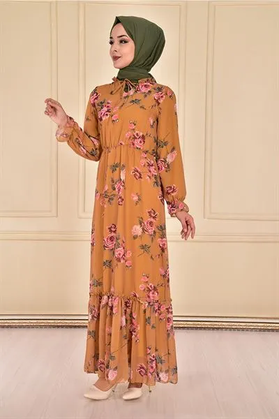 Yaka Ruffled Drawstring Waist Dress Cicek D — Export Series 32 — Women's Fashion, Evening Gowns, Modest Wear & Hajj Clothing | COIDET & ATC