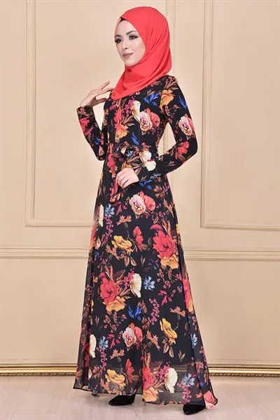 Yakasi Buttoned Patterned Dress Ayd2177 — Export Series 73 — Women's Fashion, Evening Gowns, Modest Wear & Hajj Clothing | COIDET & ATC